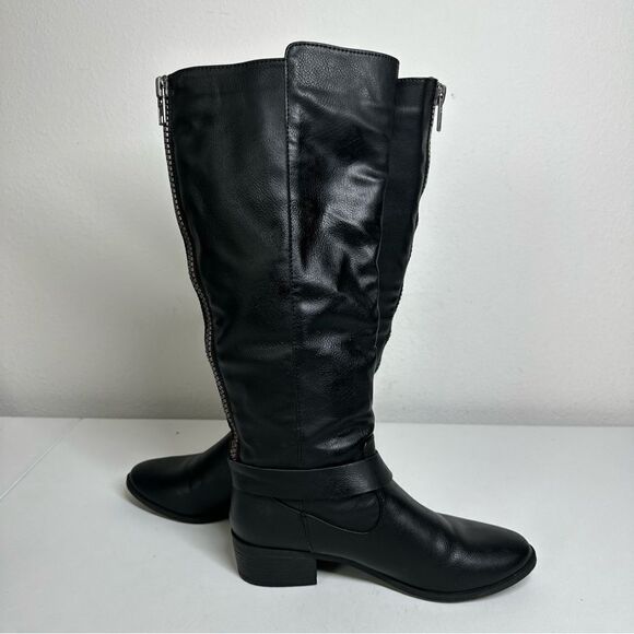 Madden Girl Women's Black G-Dstiny Boots Knee High Back Zip Back Buckle Sz 7,5 - Picture 10 of 12